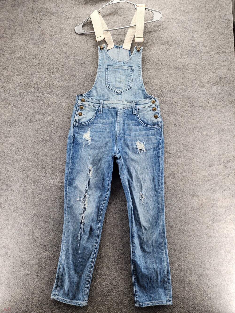 Wildfox Overalls Womens Small Chloe Distressed Ripped Blue Denim
